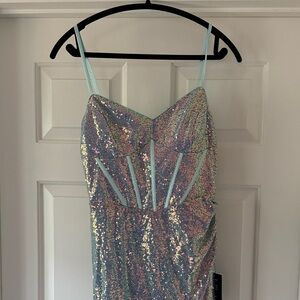Lulu's Multicolor Sequin Prom Dress